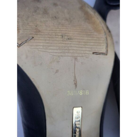 Louise Et Cie‎ Stiletto Heels Women Sz 38.5 EU 8.5B Bowtie Peep Toe Leather Work - Picture 7 of 7